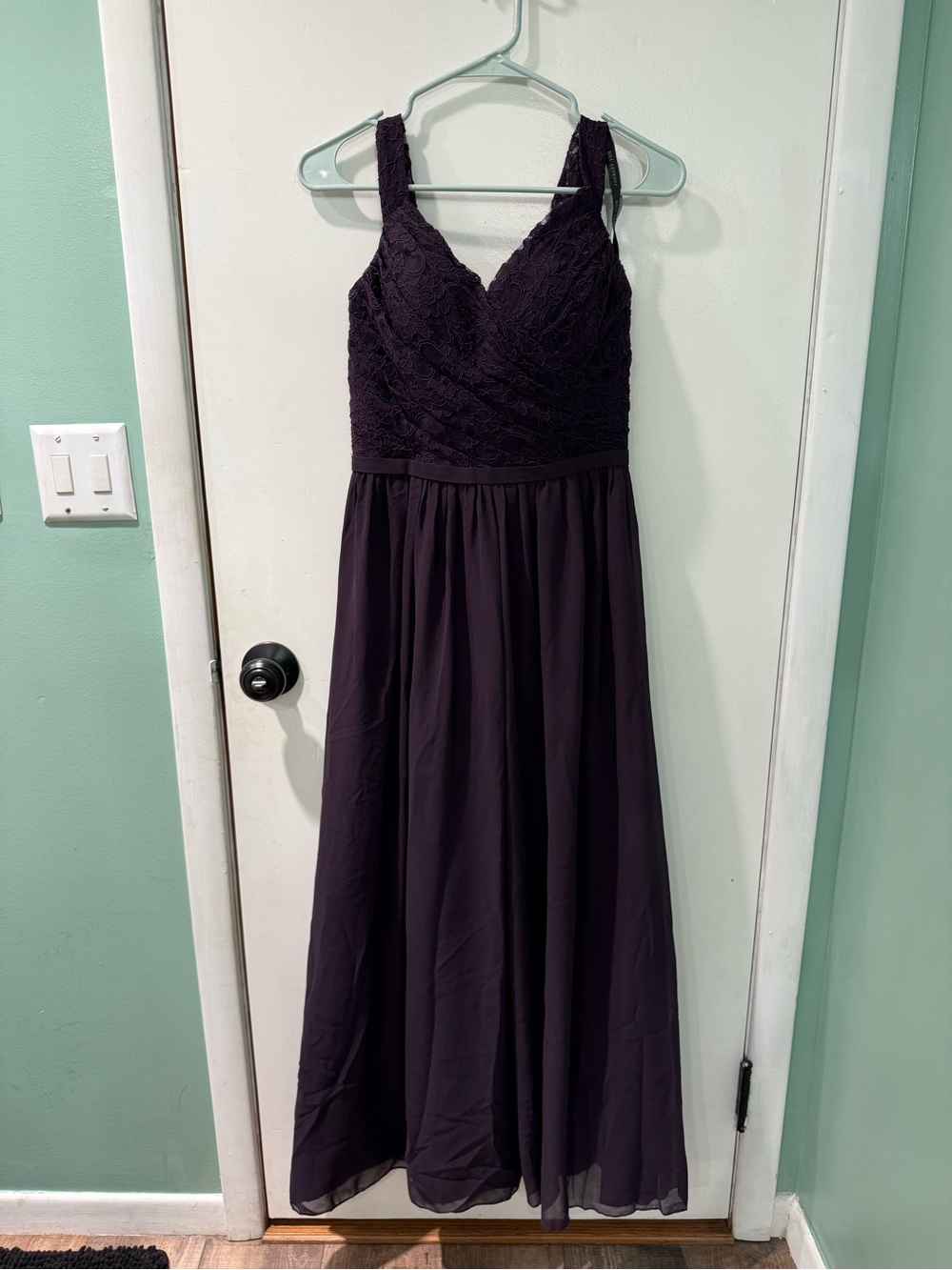 Bill Levkoff Plum Lace Bodice Maxi Dress